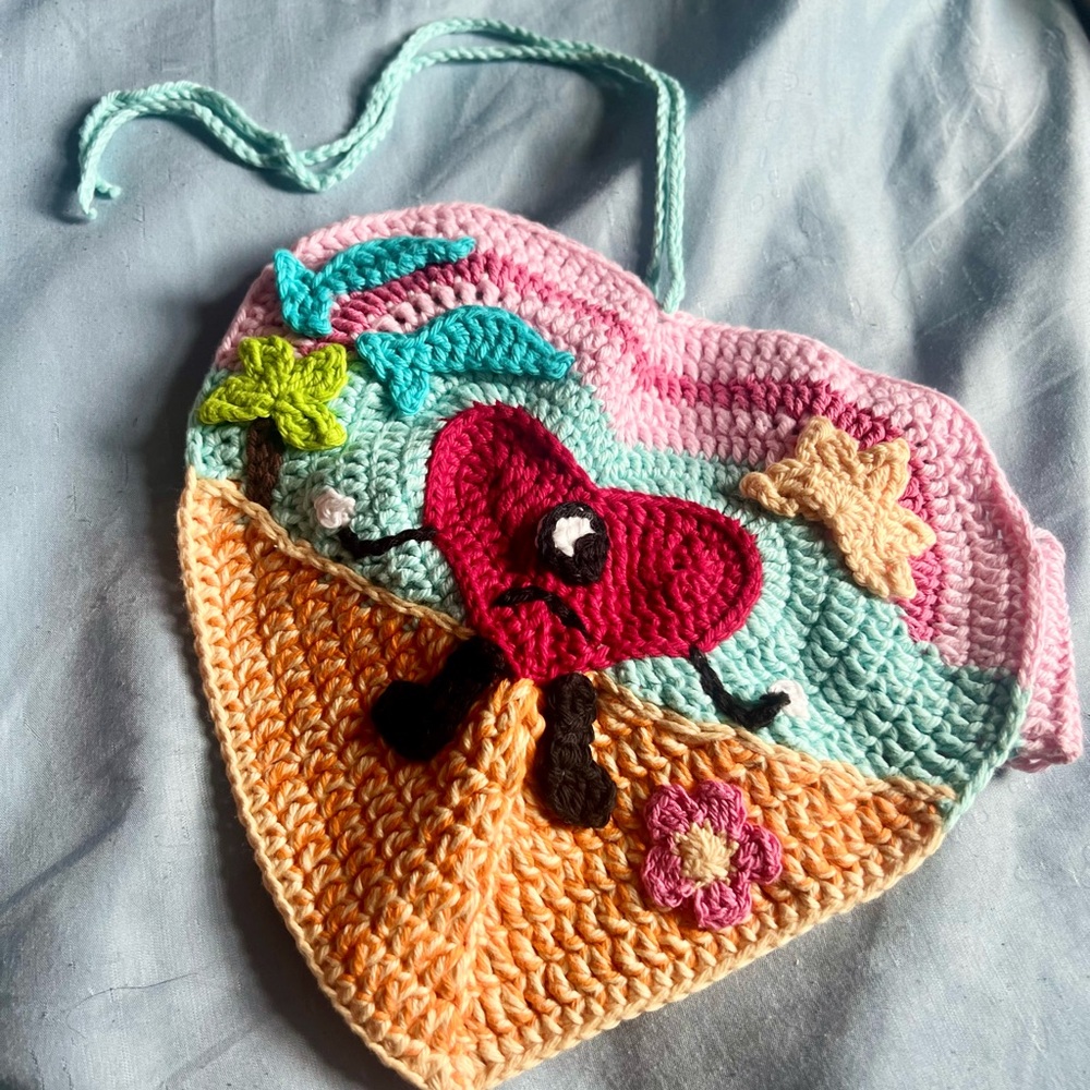 Bad Bunny Crochet Colorful Heart-Shaped TOP